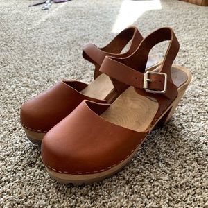 MIA Brown Leather Clog Shoes
